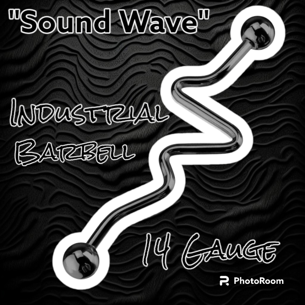 2 New Onyx Black Industrial Surgical Steel Soundwave 14 Gauge Barbells Musician